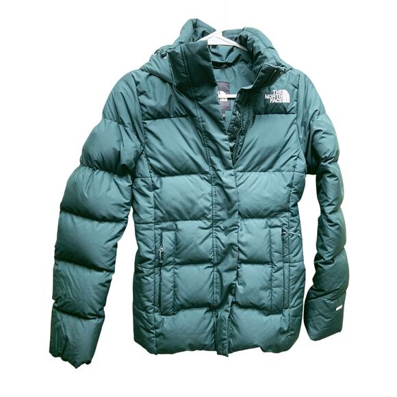 The North Face Down Hooded 550 Series Hunter Green Womens XS - Picture 1 of 6
